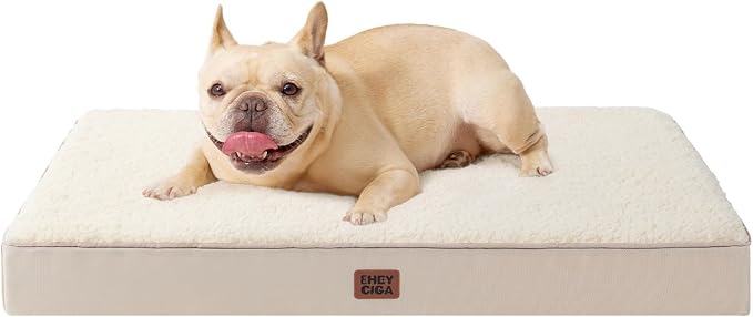 EHEYCIGA Orthopedic Dog Bed with Removable Washable Cover, Camel, 30IN | Egg Crate Foam Support, Durable Oxford fabric, Non-Slip Bottom, Machine Washable, Soft Waterproof Plush Pet Bed Mat For Crate