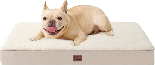 EHEYCIGA Orthopedic Dog Bed with Removable Washable Cover, Camel, 30IN | Egg Crate Foam Support, Durable Oxford fabric, Non-Slip Bottom, Machine Washable, Soft Waterproof Plush Pet Bed Mat For Crate