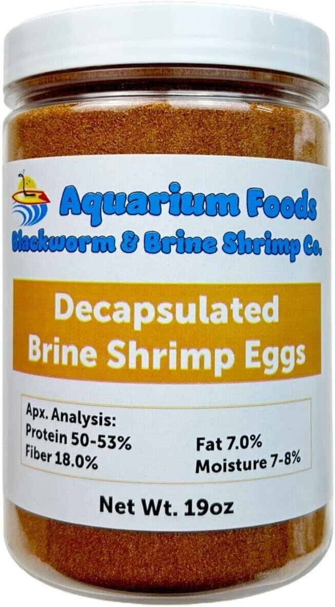 Aquatic Foods Inc. Decapsulated Brine Shrimp Eggs, Non Hatching Shell Free Artemia Cysts. These Eggs Ready to Feed Small Tropicals, Killies, Corals, Anemones, All Fry & Babies…19oz Large Round Jar