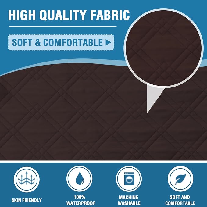 H.VERSAILTEX Chair Sofa Slipcover 100% Waterproof Couch Cover Furniture Protector Cover with Elastic Straps for Pets Kids Children Dog Cat(Chair, Brown)
