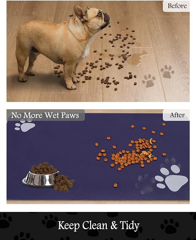 Pet Feeding Mat-Absorbent Dog Mat for Food and Water Bowl-No Stains Quick Dry Dog Water Dispenser Mat