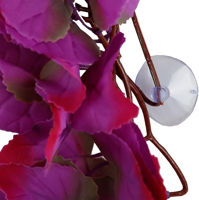 2 Pack Realistic Silk Hanging Plants for Reptile Terrarium, Non-Toxic Artificial Pink Decor, Safe Habitat for Bearded Dragons, Lizards, Geckos, Snakes & Amphibians