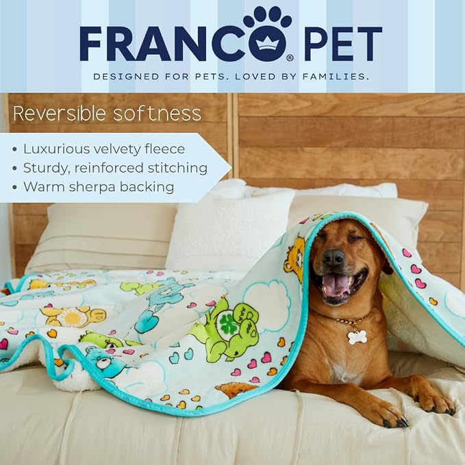 Franco Pet Care Bears XL Oversized Super Soft Cozy Waterproof Sherpa-Backed Blanket Throw for Large Dogs, Couch/Bed/Car, 60x80 (Officially Licensed Product)