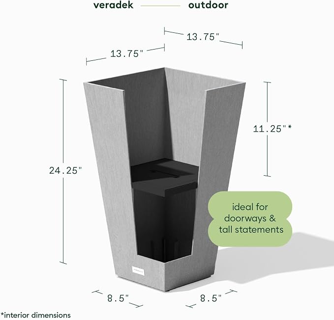 Veradek V-Resin Indoor/Outdoor Taper Planter, 2-Pack (24 inch, Gray)