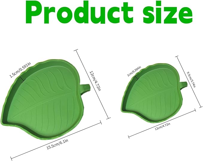2pcs Leaf Reptile Food Water Bowl,Bowls Turtle Feeding Dishes,Tortoise Habitat Accessories Food and Water Feeder,for Tortoises, Lizards, Geckos and Other Reptiles 2 Sizes