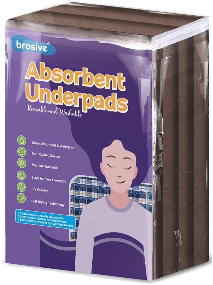 Hide Stains Bed Pads Washable Waterproof 36x72 Inch (1 Pack), Washable Bed Pads for Incontinence, Bed Wetting, Underpads, and Pet Protection, Brown – Ideal for Elderly, Adults, Kids and Pets