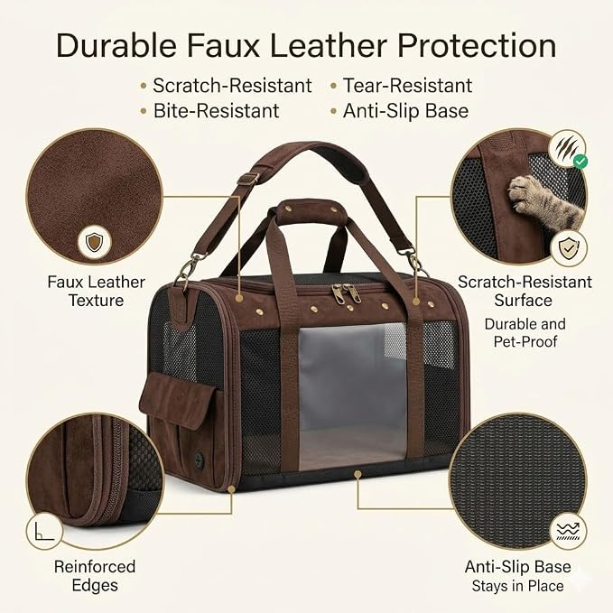 Pet Carrier for Small Medium Cats Dogs Puppies Up to 20lbs, Soft Sided Collapsible Cat Dog Carrier, Stable Durable Vintage Style Travel Bag for Shopping, Street Photos, Pet Cafe
