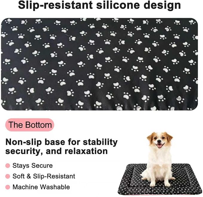 Washable Dog Bed Plush Orthopedic Outdoor Crate Mat with Non-Slip Bottom,Luxe Soft Kennel Pad for Pets, Cozy Cage Cushion & Pet Sleeping Mattress Large Sized,Medium,Small Dogs,36 x 24 inch,Pink