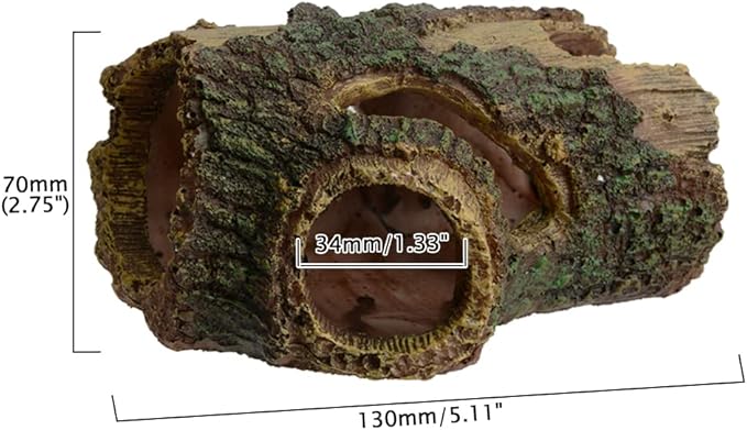 Saim Aquarium Resin Hollow Tree Trunk, Artificial Wood Cave Betta Fish House Aquarium Decoration, Suitable for Betta Cichlid Cave Rocks, Aquariums Hideout/Shelter