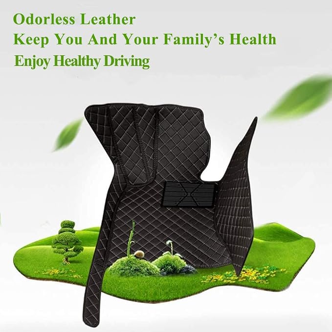 Custom Photo & Text Car Floor Mats, Upload Your Design/Name, Leather All-Weather Liners DIY Compatible with 99% of Vehicles - Green