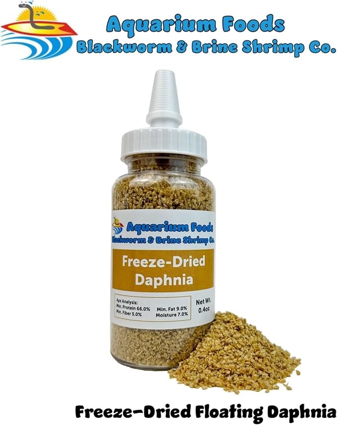 Aquatic Foods Inc. Freeze Dried Daphnia for All Freshwater Fish, Marine Aquarium Fish, Corals, Anemones, Pondfish, Invertebrates, All Tiny Nanofish, Fry and Babies…0.4oz Med Squeeze Bottle