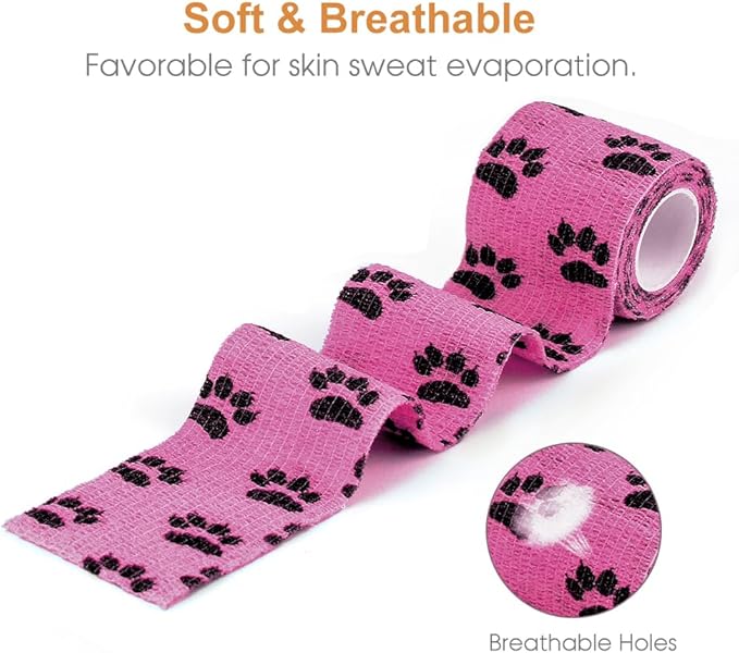 AUPCON Vet Wrap Cohesive Bandages Bulk Self Adhesive Bandage Wrap Self Adherent Wrap Non-Woven for Dogs Pet Animals & Ankle Sprains & Swelling (2 Inch Mix)