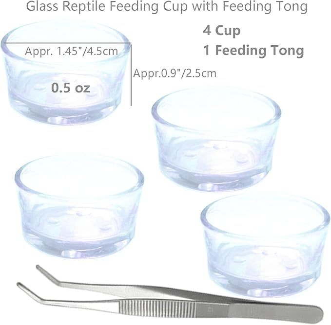 Small Reptile Feeding Dish Food Water Bowl Feeder Cup Basin, 4 Pack, 0.5 Oz