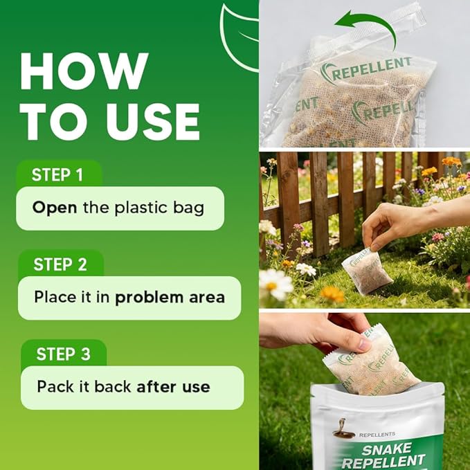 Snake Repellent for Yard, Snake Deterrent Outdoor, Snake Away Repellent for Garden/Lawn, Backyard Snake Repellent, Covers 120 Sq Ft, Lasts Up to 60 Days, 8Packs