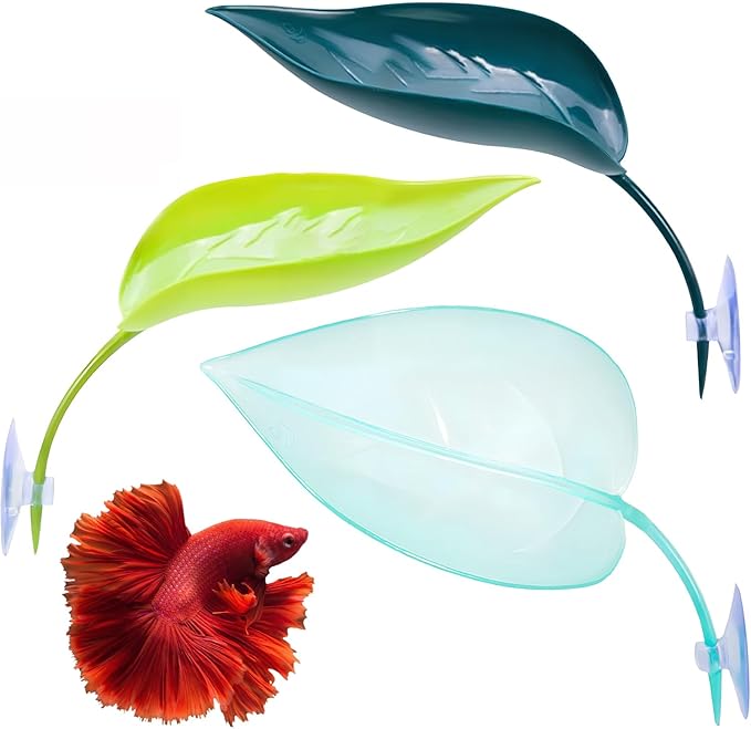 3 PCS Betta Fish Leaf Hammock,Beta Fish Toys,Betta Fish Tank Decorations Aquarium Decor,Crawling and Amphibian for Sleeping Hiding Breeding