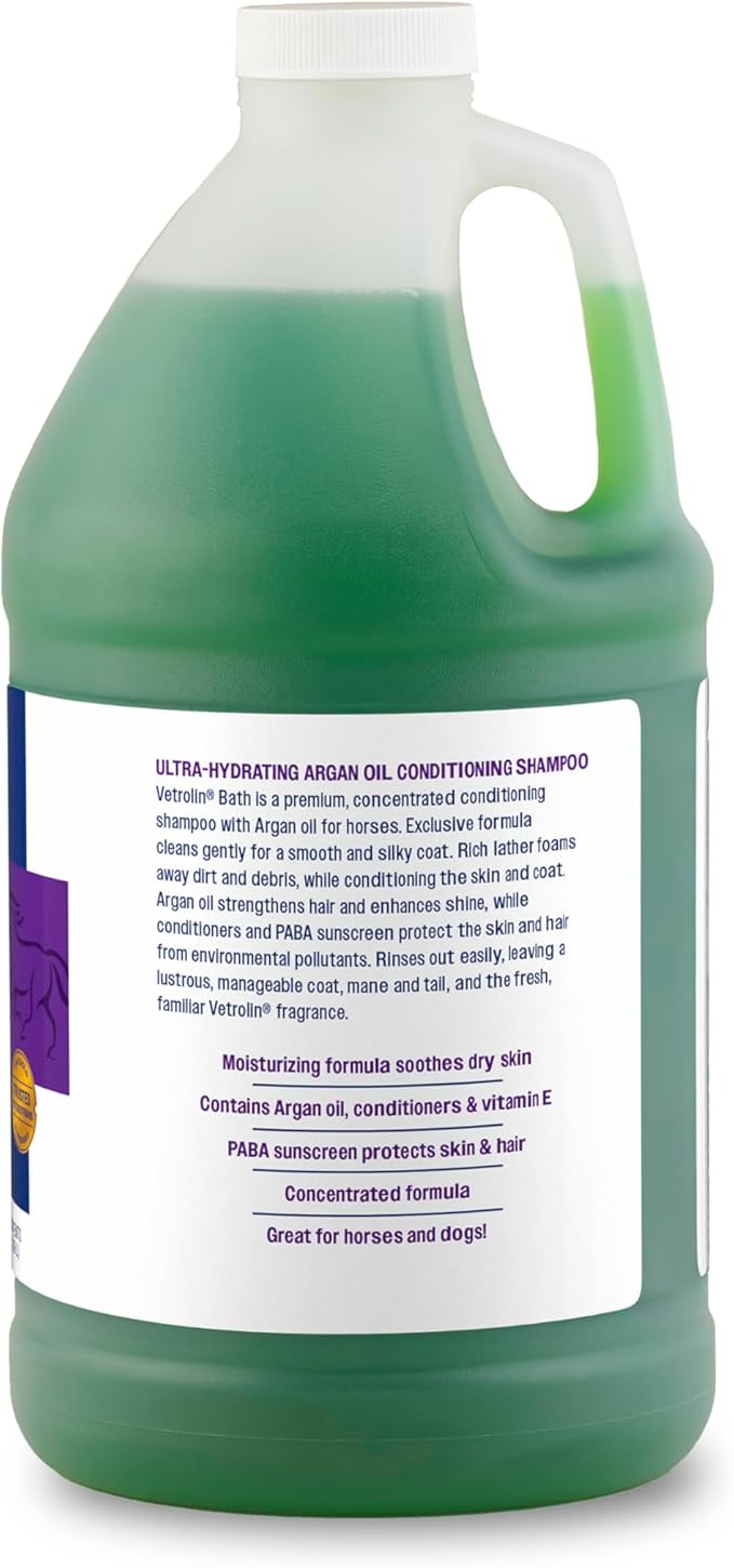 Farnam Vetrolin Bath, Ultra-Hydrating Argan Oil Conditioning Shampoo, Enhances Shine, Soothes Dry Skin, for Horses and Dogs, 64 oz.