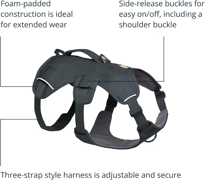 Ruffwear, Web Master, Multi-Use Support Dog Harness, Hiking and Trail Running, Service and Working, Everyday Wear, Basalt Gray, Small