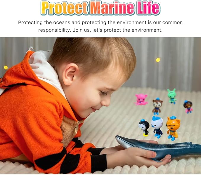 CHANECALL Action Figures Toy, 8 Pcs Cake Topper Figures Decorations, Mini Animals Figurines Playset, Ocean Educational Toys Set for Kids for Birthday Party Supplies Christmas