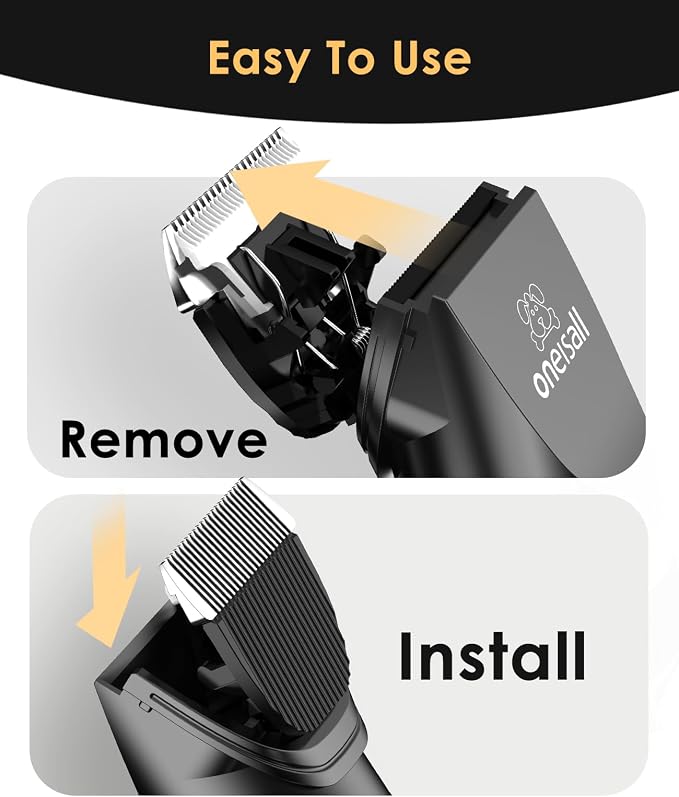 oneisall Quiet Cat Clippers for Matted & Long Hair 2-Speed Cat Grooming Kit | Cordless Pet Clippers for Cats, Small Dogs & Animals, 6 Guide Guards, 240mins Long Battery Life, With Scissors and Comb