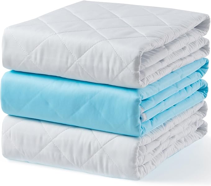 3 Pack Washable Underpads 18"x24" , Pee Pads for Kids, Dogs, Small | KANECH Waterproof Reusable Incontinence Bed Pads for Chair, Crib, Bassinet, Non-Slip, Silent, Machine Washable
