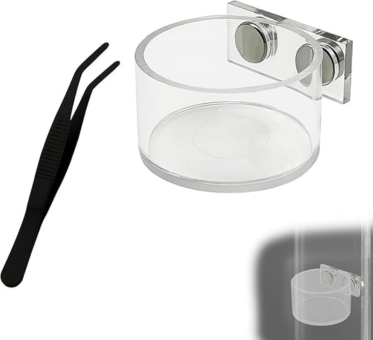 Jumping Spider Feeding Dish Cover, Decorative Magnetic Plastic Water Bowl and Tweezers, Jumping Spider Enclosure Accessories Magnetic Water Bowl Easy to Install