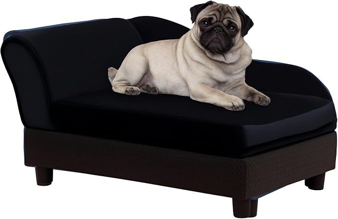 PawHut Luxury Fancy Dog Couch with Hidden Storage for Puppies, Black | Small Dog Sofa Bed with 2" Soft Foam, Modern Pet Furniture for Little Breeds