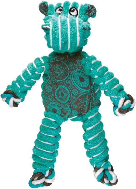 KONG Floppy Knots - Jouet durable en corde et peluche sans rembourrage avec couineur pour chien - pour les chiots qui font leurs dents et pour jouer (Hippopotame, Petite/Moyenne taille)