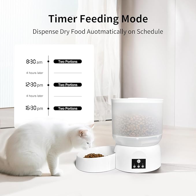 Automatic Cat Feeder, 2.5L Small Automatic Pet Feeder, Timed Cat Feeder with Motion-Activated 3-12 Meals at 2/4/6/8 Hour Intervals, 240-Day Battery Life