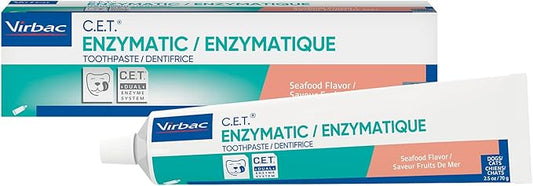 Virbac C.E.T.® Enzymatic Toothpaste| Tartar & Plaque Control for Fresh Breath | Pet Dental Care Toothpaste |Seafood Flavor, 2.5 oz