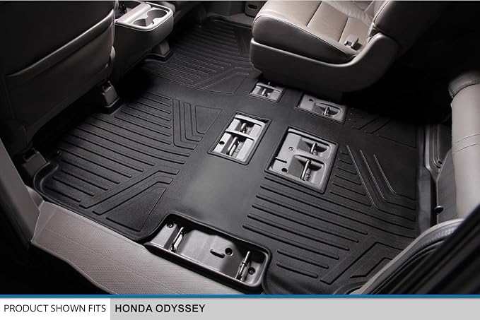 SMARTLINER Custom Fit Floor Mats 3 Row Liner Set Compatible with 2011-2017 Honda Odyssey