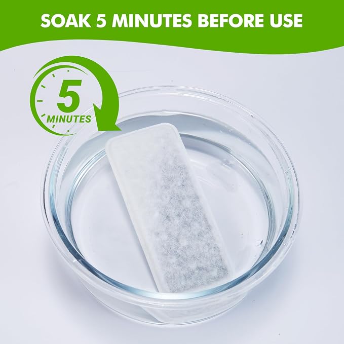 Replacement Dog Water Fountain Filters 6 Packs, Suitable for Stainless Steel Dog Water Fountain Models: PF-SS-01/PF-SS-02/PF-SS-03/PF-SS-04, Multi-Layer Filtration, 6 Filters & 6 Pump Sponges