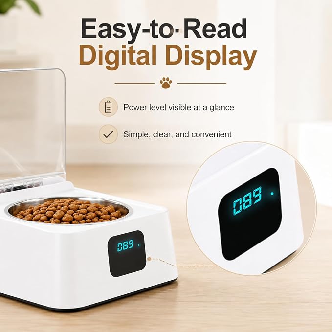 Open Lid Pet Feeder, Automatic Cat Feeder with Infrared Sensor Cover, Removable Bowl Battery Powered Intelligent Automatic Opening Lid Dog Feeder, Pet Food Dispenser for Cats and Dogs