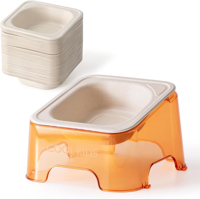 Cool Kids Elevated Cat Bowls – Raised Slanted Eco Fiber Disposable Set | Food-Grade Degradable Fiber, Cat Bowls for Small Dogs, Disposable No-Clean, Fits Camping & Travel, Multi-Pet & Stray Feeding