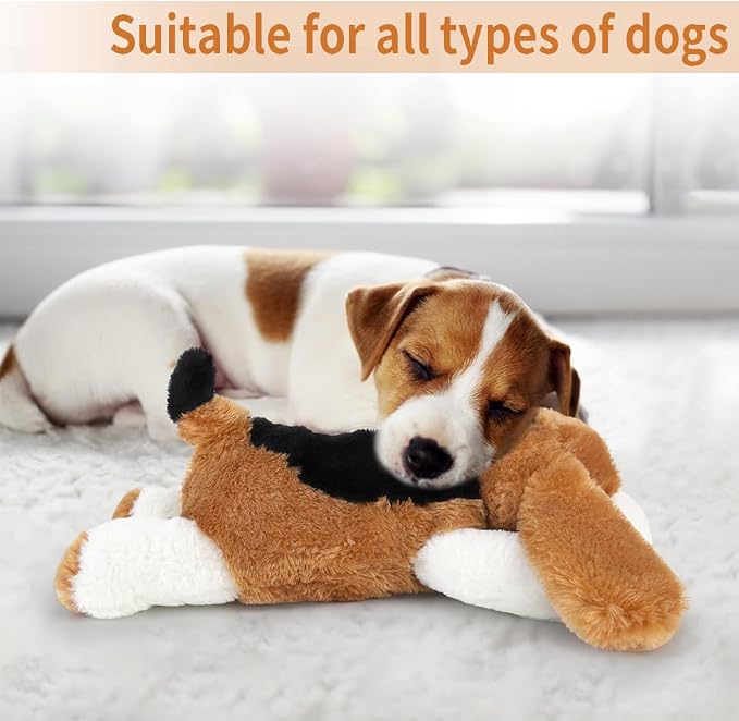 Puppy Toy with Heartbeat, Dog Heartbeat Toy for Separation Anxiety Relief | Dog Anxiety Relief Calming Aid, Calming Comfort Dogs Pillow,Dog Stuffed Animal,Plush Toy for Dogs Cats Pets,Beagle