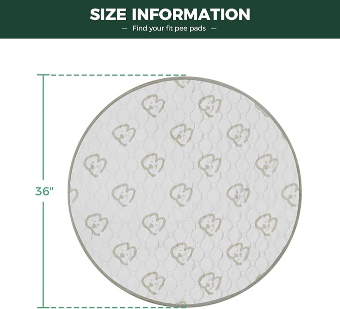 FXW Washable Pee Pads for Dogs, Super Absorbent, 36" Round, 2 Packs | Machine washable, Non-slip backing