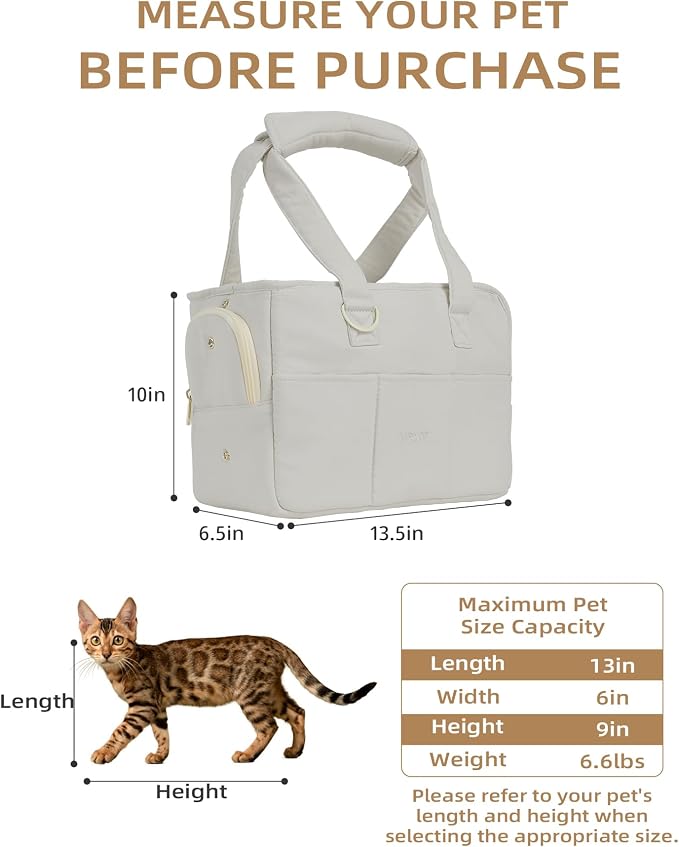 ONECUTE Dog Purse Carrier for Small Dogs Rabbit cat with Large Pockets, Cotton Bag, Dog Carrier Soft Sided, Collapsible Travel Puppy Carrier (Grey, 13.6" L x 6.5" W x 10" H)
