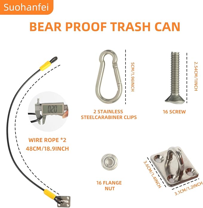 2 Pcs Trash Can Lid Lock for Animal, Bear Proof Trash Can Locks, Universal Outdoor Heavy Duty Garbage Can Lock for Raccoon, Easy to Install