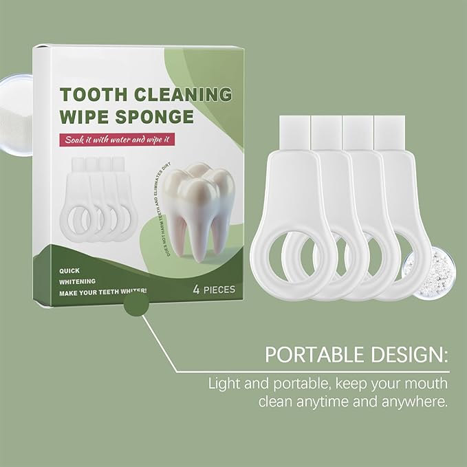 Teeth Cleaning Sponge Wipes for Adults – 4-Pack Soft dentall Wipes for Deep orall Care | disposablee Tooth Cleaners for Home, Travel, School, or Business Trips – Safe & Gentle orall Hygiene Tool