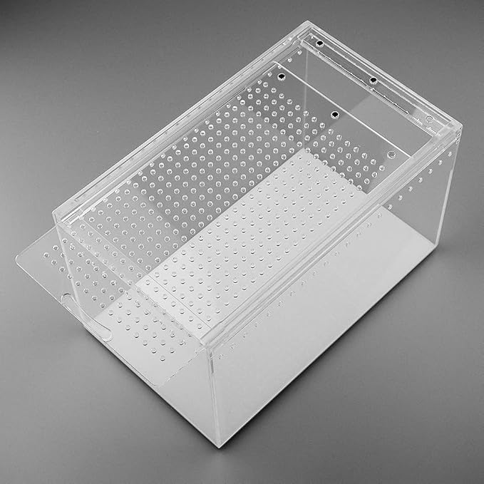 NANEEZOO Magnetic Acrylic Enclosure 10x6x6 Inch Tall Long Case Reptile Habitat Terrarium cage for Terrestrial Arboreal Tarantula Scorpion Sling Isopods Lizards Invertebrates Insect Mantis