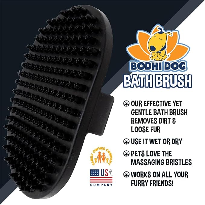 Bodhi Dog Shampoo Brush - Pet Grooming & Bath Supplies for Dogs and Cats - Bath Brush for Long & Short Hair - Premium Scrubber for Shower, Showerhead, Sprayer & Bathing (One Pack, Black)