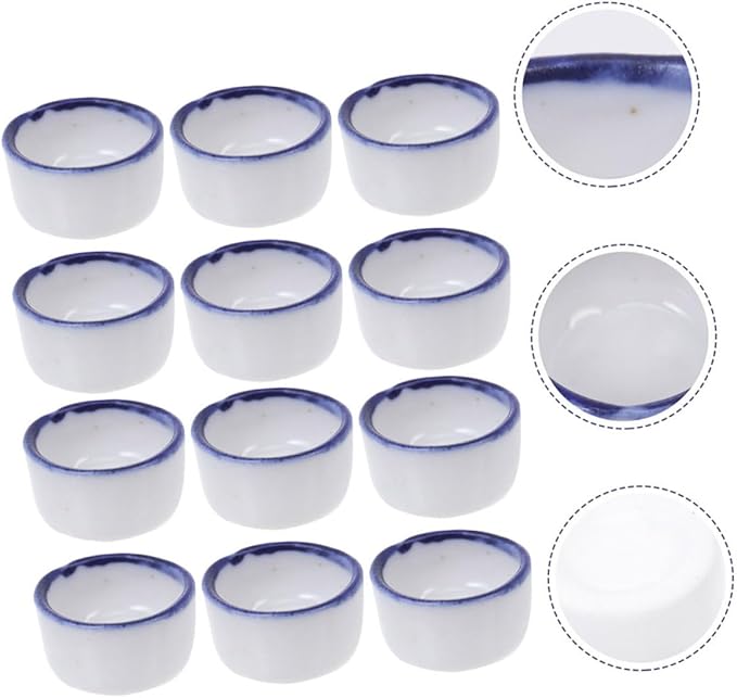 Happyyami 12pcs Mini Ceramic Reptile Water Dish for Enclosures Space-Saving Feeding Bowl for Small Pets Versatile Design for Species