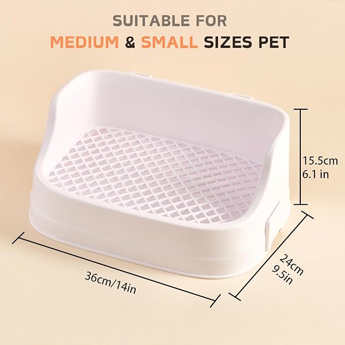 Rabbit Litter Box, Small Animals Litter Tray for Cage Detachable Bedding Litter Pan Potty Toilet Trainer Corner for Pet Rabbits Guinea Pigs Hamsters Chinchillas (White)