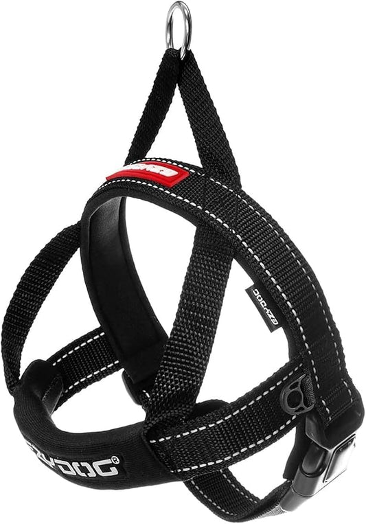 EzyDog Quick Fit Dog Harness, Soft Neoprene Padding - Small, Black | Fast One-Click Buckle, Adjustable Fit, Strong Reinforced Materials, Reflective Stitching, No Pull Dog Harness, Easy Walking