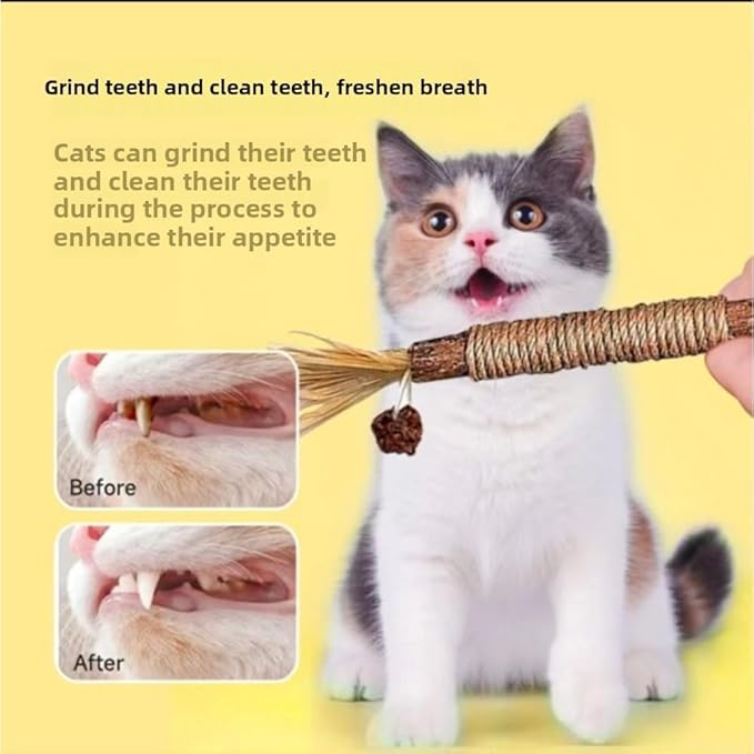 Vintage & Haven 3 Pcs Natural Silvervine Sticks Cat Toys, Catmint Silvervine Blend Sticks, Kittens Chew Toys for Teeth Cleaning, Matatabi Dental Care Cat Treat, Consumable Kitty Lick Toys (3 Pcs)