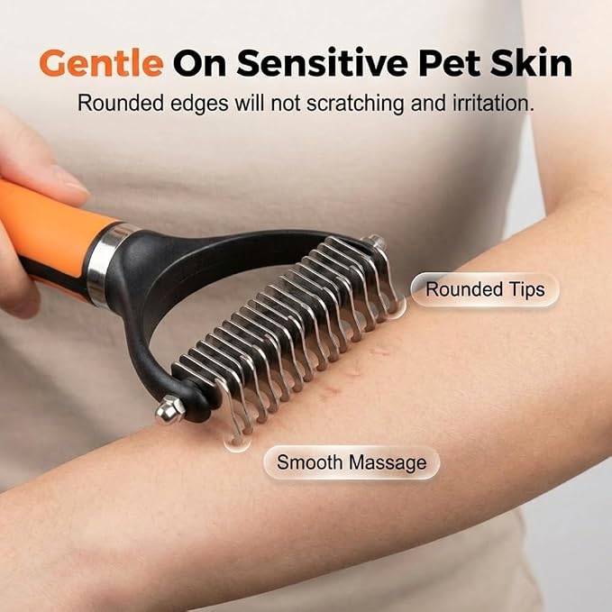 2026 Upgrade Double-Sided Pet Grooming Tool, Professional Pet Detangling Comb Removes Tangles Knots and Loose Fur, Gentle Deshedding Dog Cat Brush for Long Thick Hair (#2Sets)