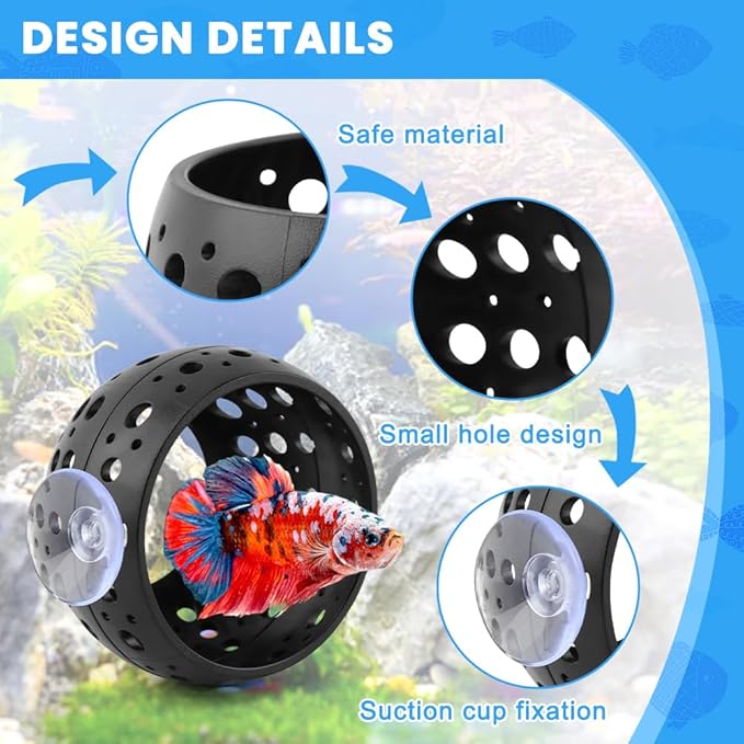 2pcs Floating Bettas Hide & Shrimp Cave Fhiny Bettas Tunnel Aquarium Fish Hideout Shrimp Cave Aquarium Decor for Small Fish(Color:Black)