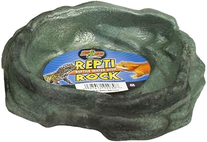 Zoo Med Reptile Rock Water Dish, Medium,Black