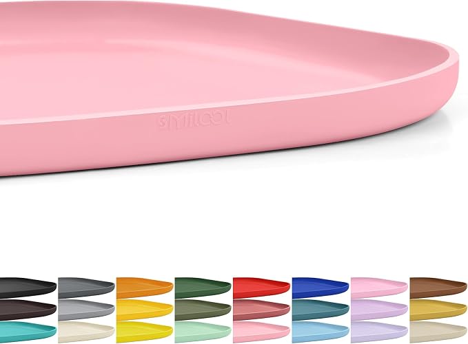 SMILOOL Waterproof Silicone Pet Food Mat with Raised Edge for Dog & Cat | 12" x 12" Non-Slip Small Pet Feeding Mats with Lip for Food & Water Bowl, Food Grade, Easy Cleaning, Sakura Pink