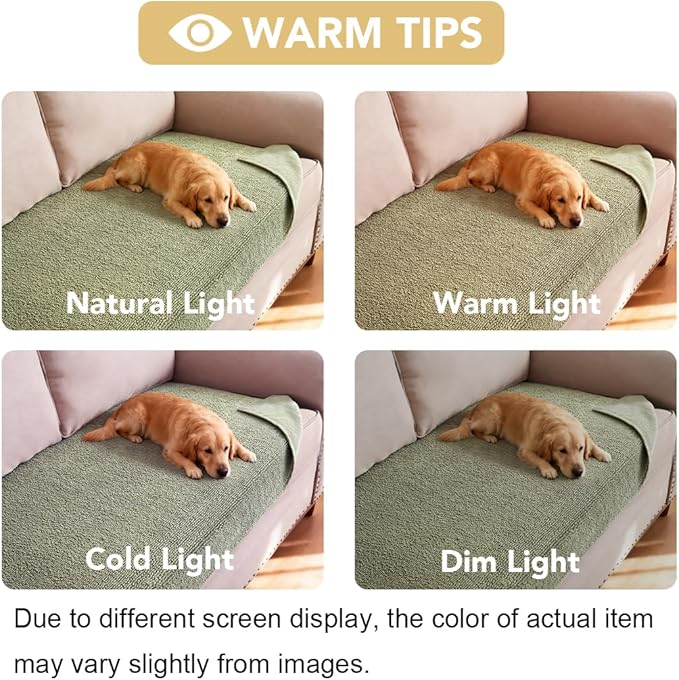 H.VERSAILTEX Non Slip Pet Couch Cover Chenille Dog Bed Protector Thick Soft Sofa Slipcover Pet Friendly Washable Couch Cushion Covers for Pets (52" x 82", Sage)