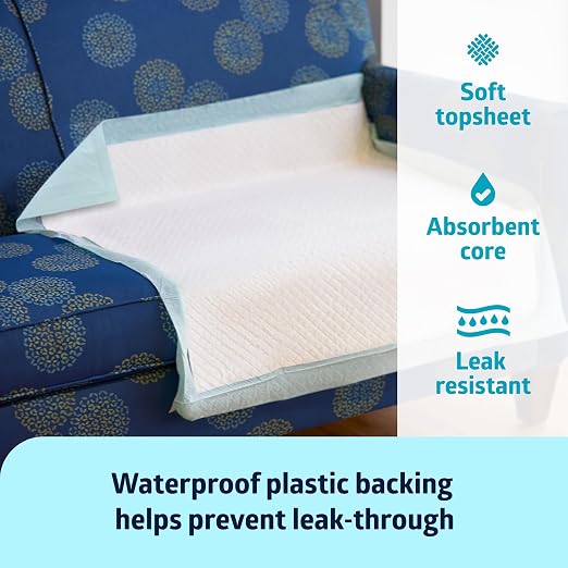 Medline Super Absorbent Underpad, 36" x 36", 50 Count, Extra Large Disposable Incontinence Pads, Protective Bed Pads, Chucks, For Kids, Adults, Elderly, Furniture & Surface Protection Pee Pad